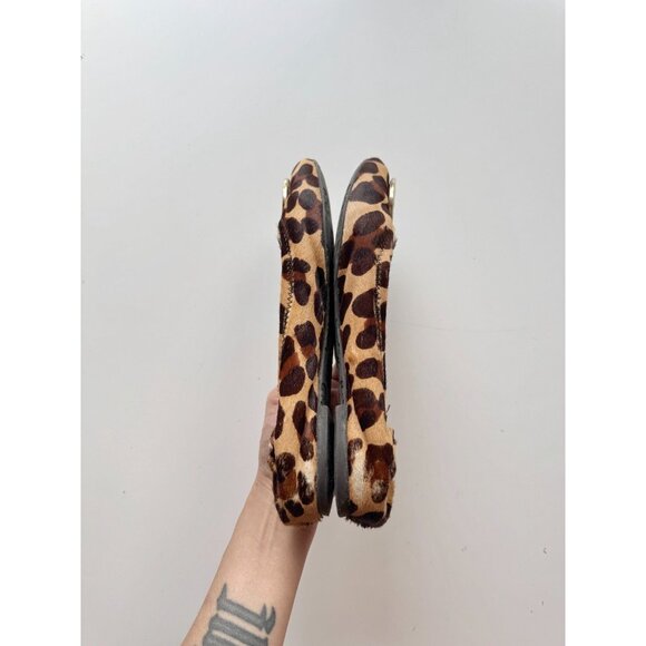 TORY BURCH Reva Leopard Calf Hair Leather Gold Medallion Ballet Flats, Size 9 - Picture 10 of 15